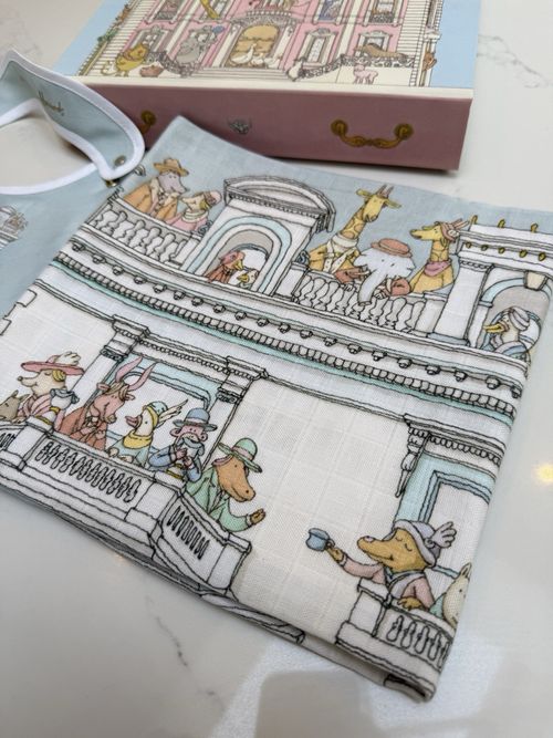 ATELIER CHOUX Harrods Cotton Townhouse Blanket, Bib and Bag Baby Gift Set - NEW  — image 4