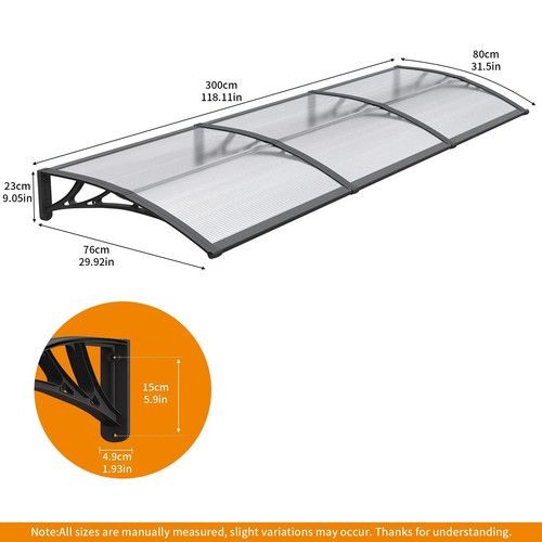 Window Awning Door Canopy Outdoor Awning Rain Shelter for Window Porch Clear