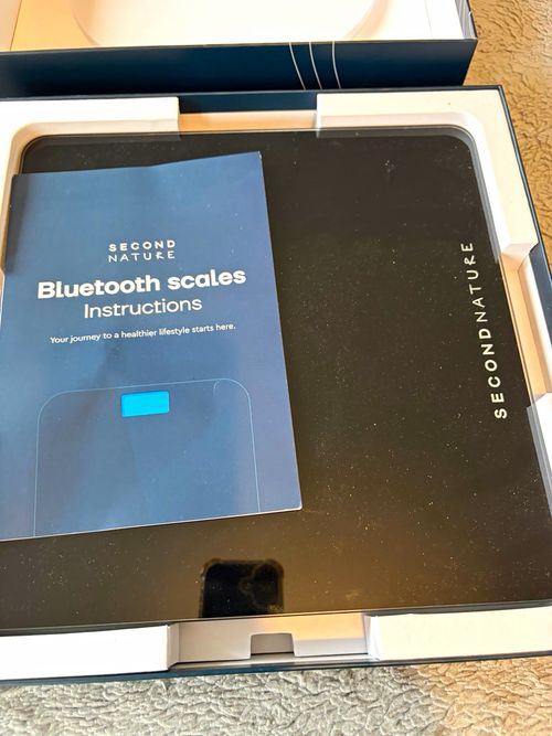 Second Nature Bluetooth Smart Digital Bathroom Scale Black Glass Square — image 1
