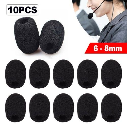 10pcs Mini Sponge Foam Microphone Headset Sponge Windscreen Mic Cover 6-8mm