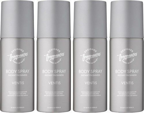 Designer Fragrances 4 Pack VENTIS Men's Body Spray Deodorant Cans - For Ins