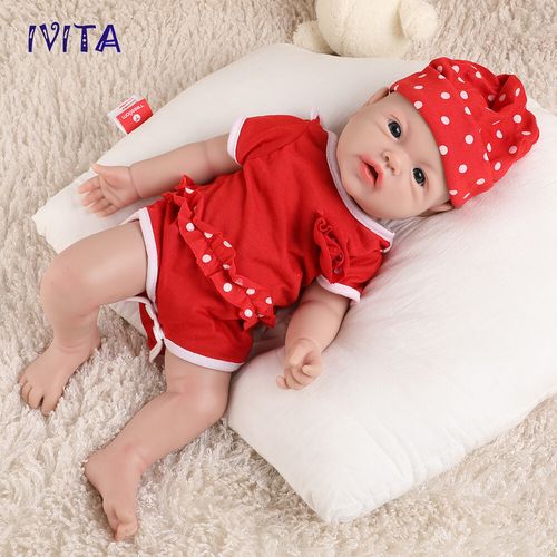 IVITA 17"Cute Baby Girl Full Body Silicone Doll Lifelike Reborn Baby Xmas Gifts — image 7