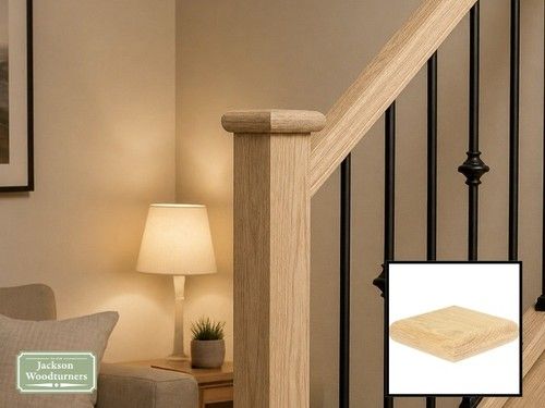 Oak Flat Cap to fit 90mm Newel Posts, Full & Half Caps Available