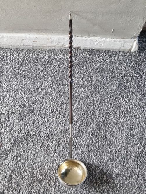 Large Georgian Sterling Silver/ Gilded Toddy Ladle Baleen Handle Early 1800s