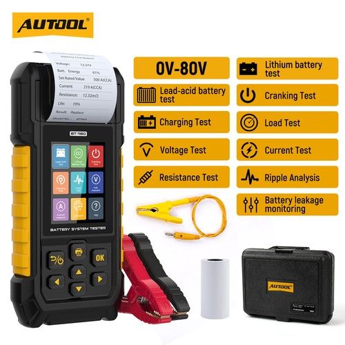 Car Lithium Battery Tester Analyzer Cranking Charging Battery Load Tester 0-80V 