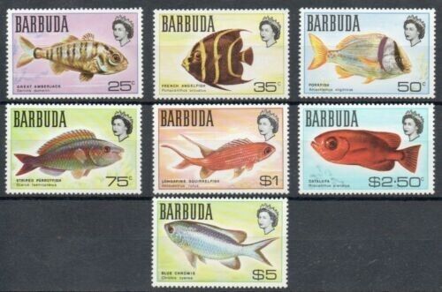 BARBUDA 1968 SG21-27 FISHES  -  MNH