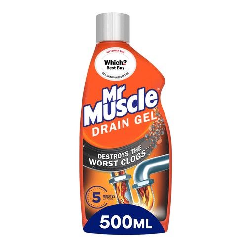 Mr Muscle Drain Unblocker 500ml, Heavy Duty Fast Acting 500 ml (Pack of 1)