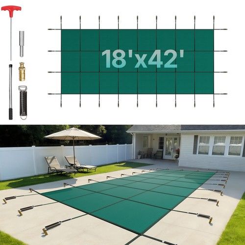 Winter Debirs Cover Inground Safty Pool Cover Fits 16x40FT Swimming Pool