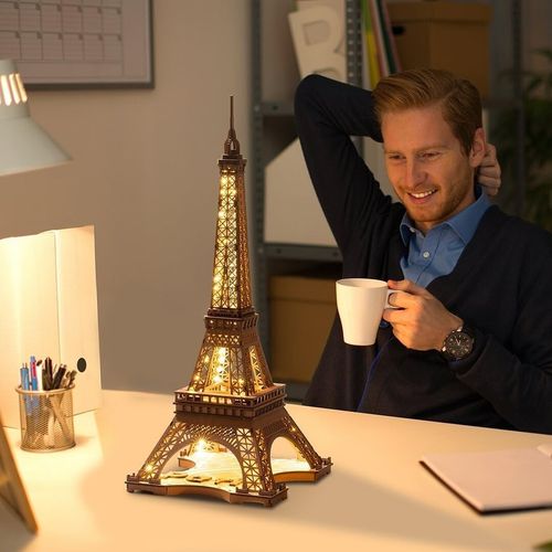 Rolife 4 lighting modes 3D Wooden Puzzle Eiffel Tower's Night DIY Model Toy — image 9