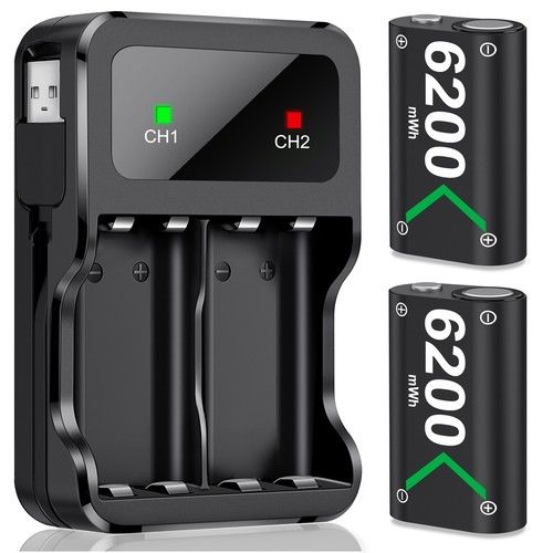 2*6200 mWh Rechargeable Controller Battery Pack for Xbox Series X|S/Xbox One