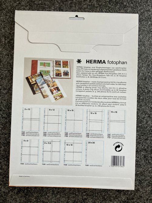 Herma 7586 Fotophane Photo View Sleeves 10x15 cm Across White 10 Sleeves NEW and Original Packaging — image 2