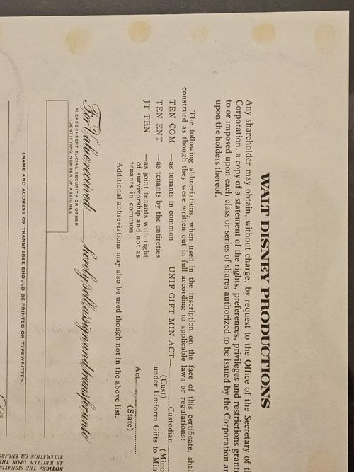 Original 1967 Walt Disney stock certificate Mickey Mouse Authentic Uncirculated — image 12