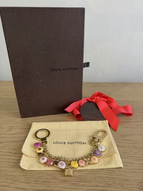 LOUIS VUITTON Bag Charm Chain Ring Porto Cle Chenne Pastille Pink Gold