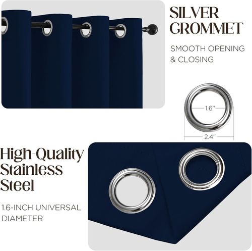 2PCS Blackout Curtains Eyelet Ring Top Thick Thermal Ready Made Pair + Tie Backs — image 2