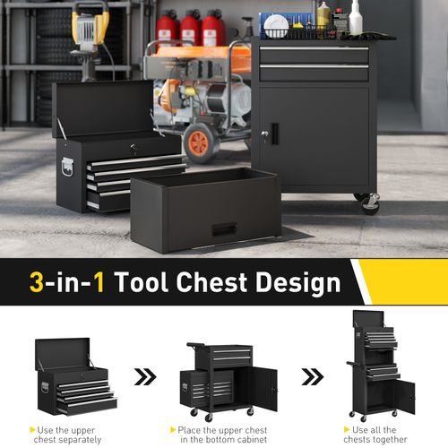 HOMCOM Tool Cabinet with 6 Drawers, 3-in-1 Rolling Tool Chest with Wheels — image 7