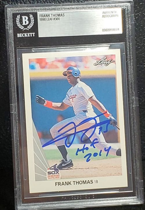 1990 LEAF FRANK THOMAS "HOF 2014" AUTOGRAPHED ROOKIE CARD (BECKETT) 8514