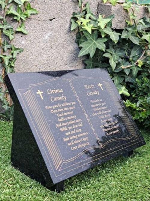  Personalised  Granite Open Book Bible Memorial Slanted Grave Plaque Headstone