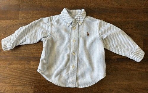 Polo Ralph Lauren Baby Toddler Boys 9M Blue Oxford Button Down Shirt Long Sleeve