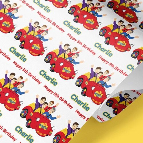 Personalised Wiggles Birthday Wrapping Paper Any Name & Age Kids Gift Wrap