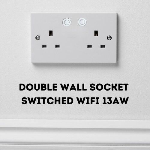 13A Double 2 Gang Socket Wifi, Smart Power Socket , Smart Devices Connect -White