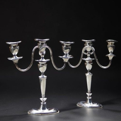 ADAM STYLE Fine Quality Antique Silver Plated PAIR OF CANDELABRA