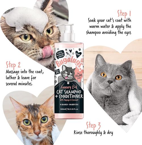 Bugalugs Cat Shampoo Conditioner Cologne 500ml 200ml Papaya Coconut Grooming Kit — image 6