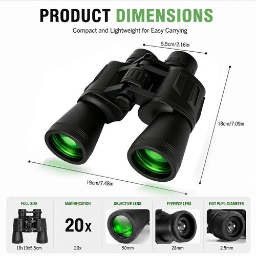 20x50 Military Binoculars Powerful Long Range BAK4 HD Telescope Hunting — image 14