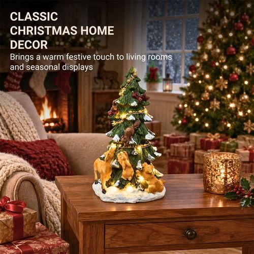 27cm Prelit Christmas Tree Resin Figure LED Tabletop Window Xmas Festive Decor — image 7