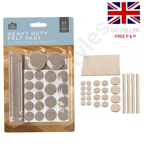 LARGE HEAVY DUTY FELT PADS SELF ADHESIVE STICKY WOOD FLOOR FURNITURE PROTECTION