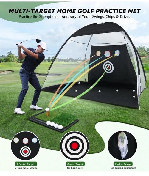 300cm 10 x 7ft Indoor Outdoor Golf Practice-Net Golf Hitting Cage Golf Training — image 3