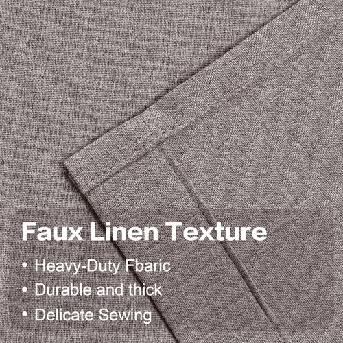 Linen Thick Blackout Curtains Ready Made Eyelet Ring Top Pair Panel +Tie Backs — image 3