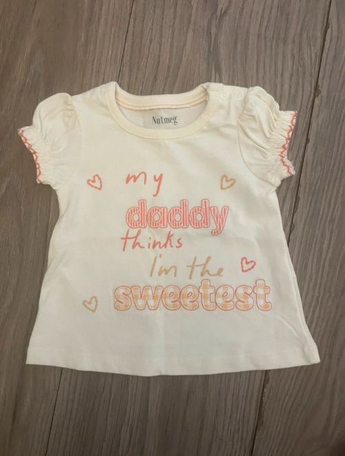 Nutmeg Girls T-Shirt Bundle 0-3 Months Cotton Ruffle Snap Pink Peach White — image 6