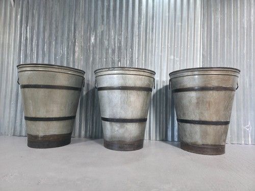 XL Large Rustic Reclaimed Galvanised Round Metal Olive Tree Garden Planter