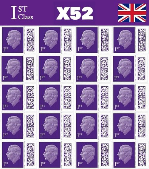 Origional 1st Class Stamps x52 Royal Mail Barcoded First Class SAME DAY DISPATCH