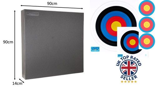 Avalon Archery Layered Foam Target Block With 10 x Paper Targets and Pins 90x90
