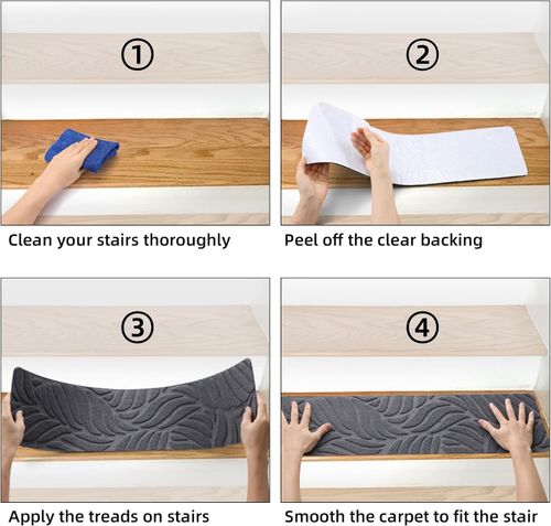 15Pcs Stair Pads Set Carpet Stair Treads Non Slip Adhesive Step Mats Home Decor — image 8