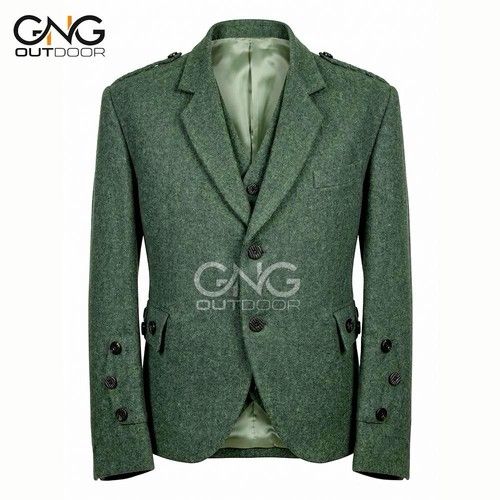 Lovat Green Crial Argyle kilt jacket and waistcoat wedding highland kilt jacket