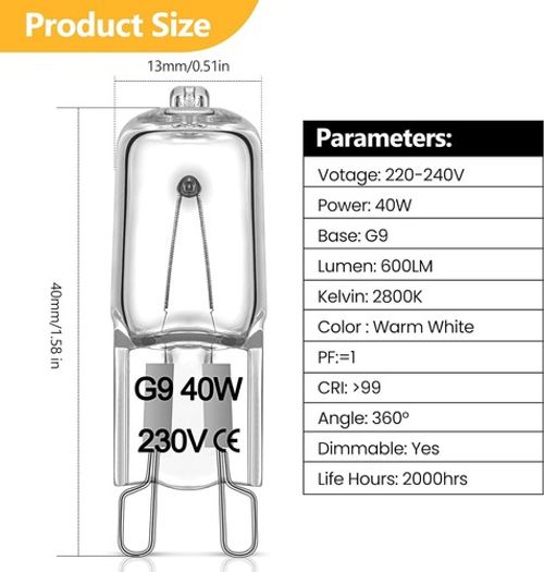 G4 G9 Halogen Bulbs Capsule 10W 18W 20W 25W 28W 33W 40W 60W Lamp Light  220v 12v