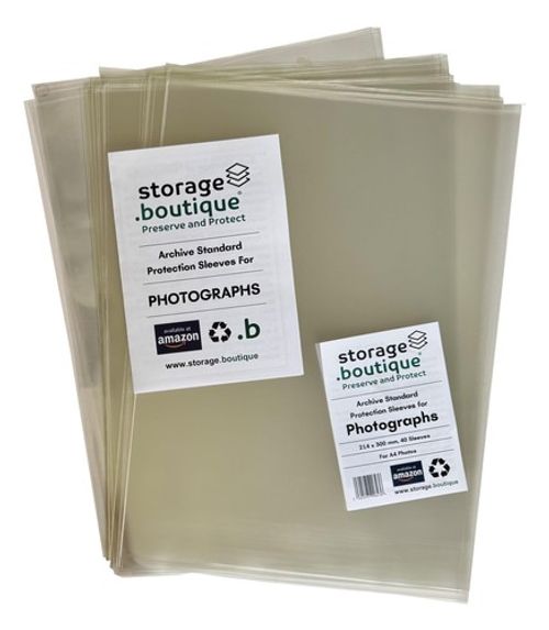 Photograph Protection Sleeves, Archive Standard, Acid Free, A4, 300 x 214 mm, 40