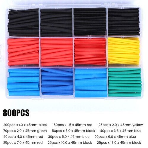 800PC Heat Shrink Tubing Electric Insulation Tube Heat Shrink Wrap Cable Sleeve.