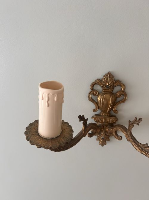 Vintage Brass Pair Ornate Antique Style Wall Sconce By Bronceart Torrent 2 Arm  — image 5