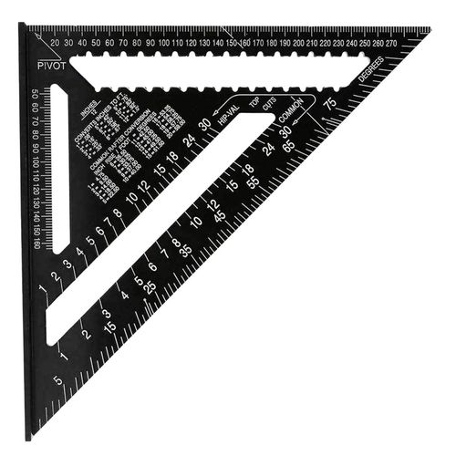 12 inch Roofing Speed Square Aluminium Rafter Angle Measuring Triangle Guide — image 2
