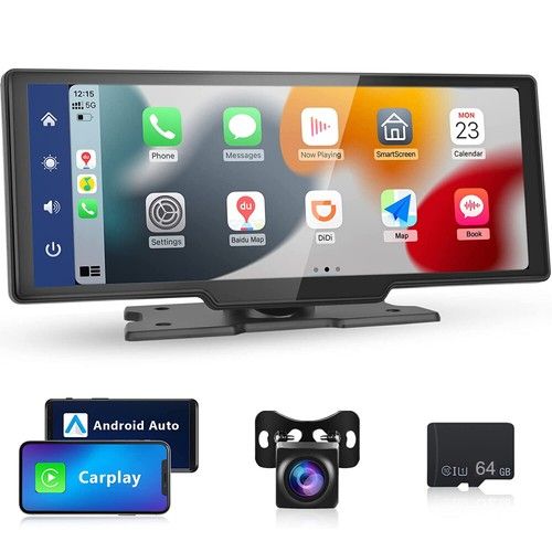 9.3" Touch 2K Car Portable Wireless Apple CarPlay Android Auto Radio + Dash Cam