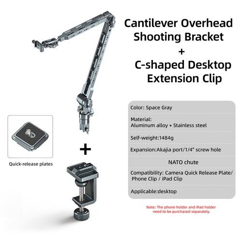 Adjustable Microphone Arm Stand Boom Metal Camera Desktop Holder Clamp Mount K