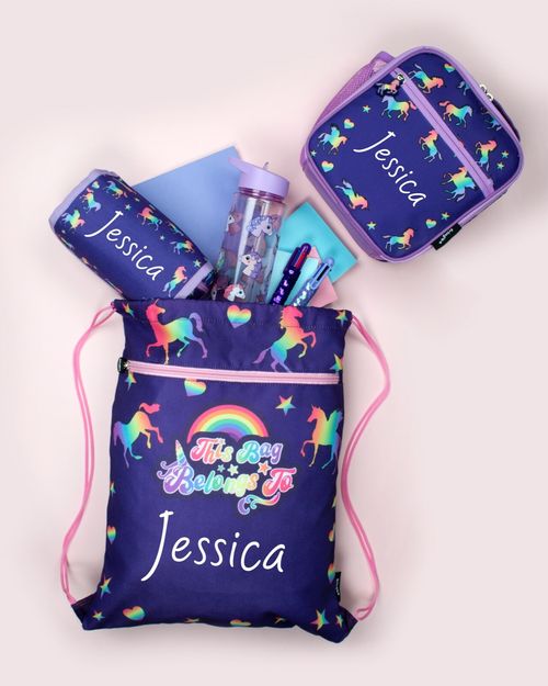 Kids Personalised Pencil Case 2 Compartment Large Stationery Zippe Pouch School — image 7