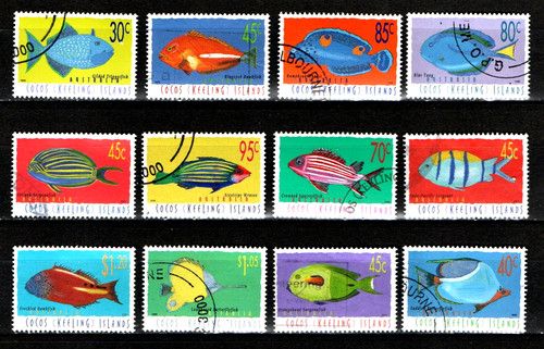 Stamps Fish Cocos Keeling Islands 12x fish stamp stamped (MF21)