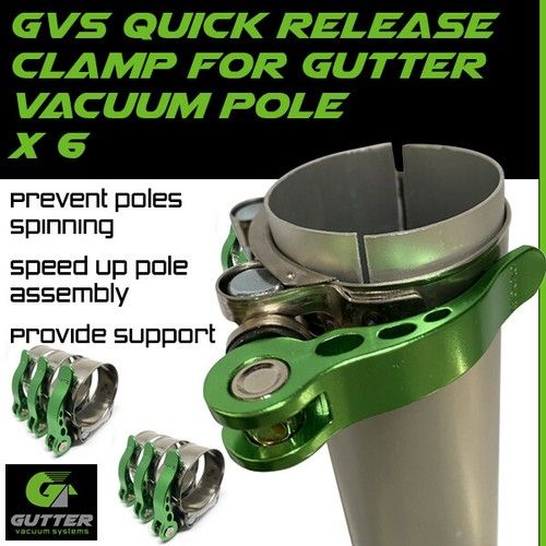Quick Release Gutter Vacuum Pole Clamp x 6 For Aluminium Cleaning Pole Sections