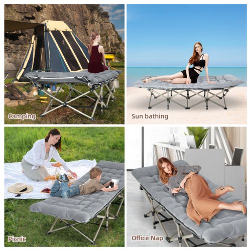 Camping Cot Heavy Duty Travel Camping Bed Folding Sleeping Bed + Mattress +Bag — image 7