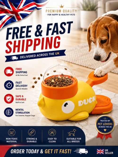 Dog Snack Dispenser Toy Interactive Slow Feeder Puzzle Duck Design UK