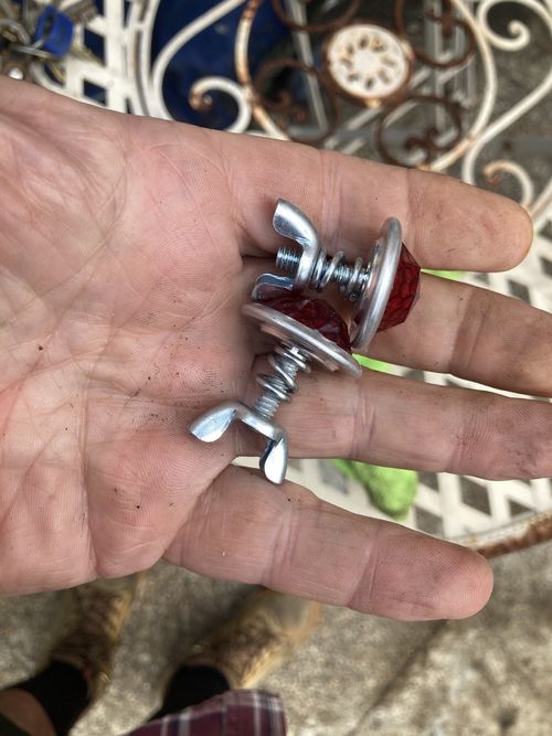 Vintage old stock domed reflector bolts for the rear number plate custom fitment — image 2